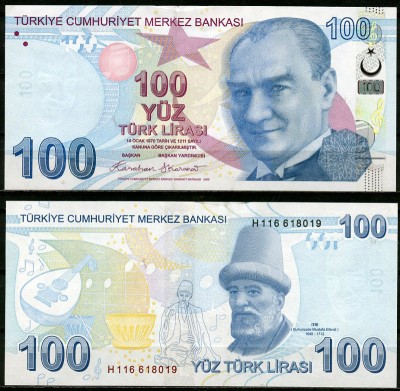 Турция 100 лир 2009 (UNC Pick 226F)
