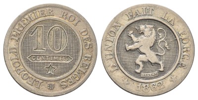 Бельгия, 10 сантимов 1862 год