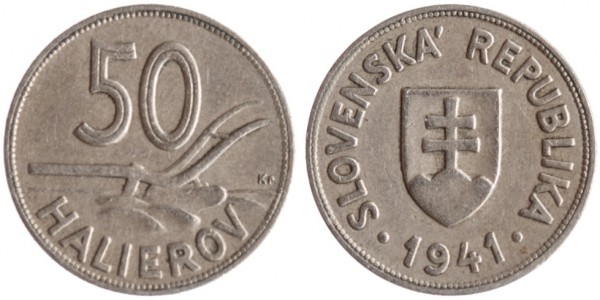 Словакия, 50 геллеров 1941 год, XF №3