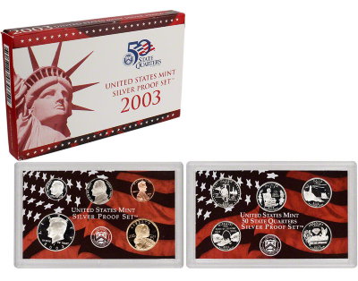 США, Годовой набор 2003 год, ПРУФ, серебро