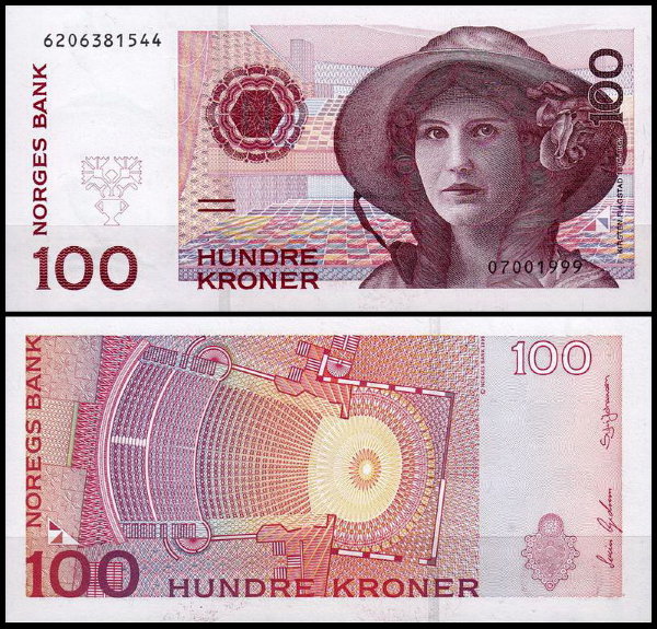 Норвегия 100 крон 1995 (UNC Pick 47a)
