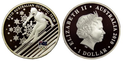 Австралия, 1 доллар 2010 год, Слалом
