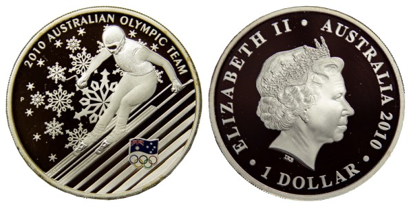 Австралия, 1 доллар 2010 год, Слалом