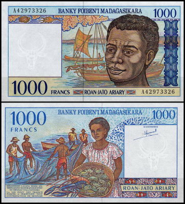 Мадагаскар 1000 франков 1994 (UNC Pick 76)