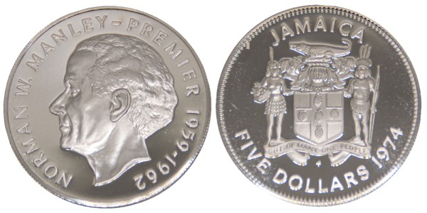 Ямайка, 5 долларов 1974 год