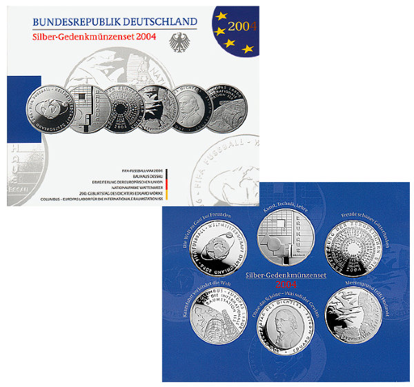 ФРГ, Набор серебряных монет 2004 года, ПРУФ