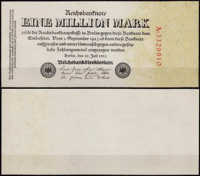 Германия 1.000.000 марок 1923 UNC P.94 Вариант 1