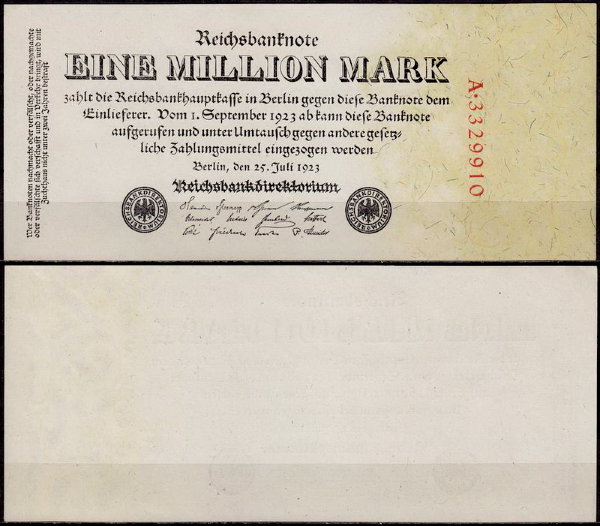 Германия 1.000.000 марок 1923 UNC P.94 Вариант 1