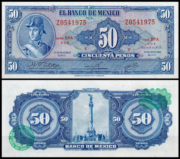 Мексика 50 песо 1948-1972 (UNC Pick 49)