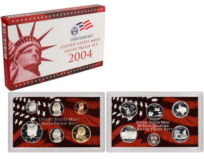 США, Годовой набор 2004 год, ПРУФ, серебро
