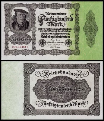 Германия 50000 марок 1922 UNC P.79 Вариант 3