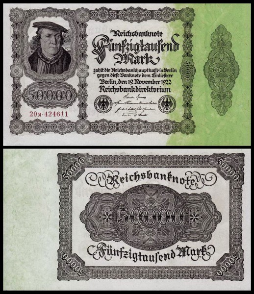 Германия 50000 марок 1922 UNC P.79 Вариант 3