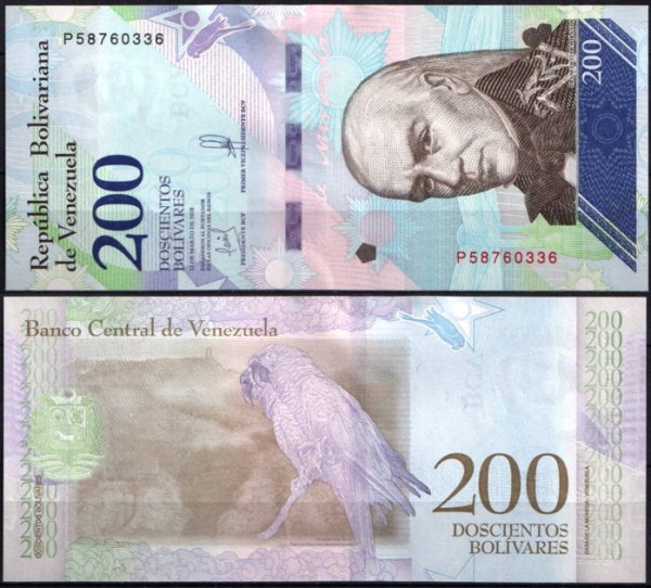 Венесуэла 200 боливар 2018 (UNC Pick 107)