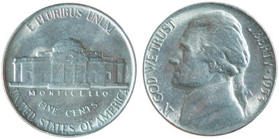 США, 5 центов 1953 год, UNC №7