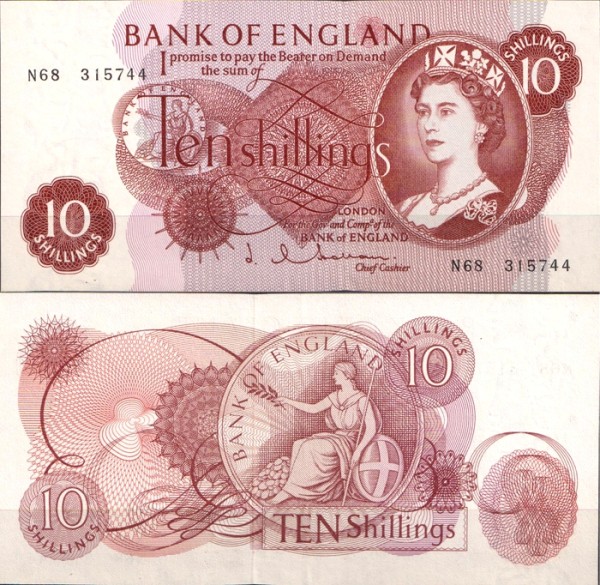Англия 10 шиллингов 1962-1966 (UNC Pick 373b)
