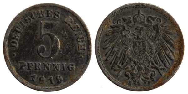 Германия, 5 пфеннингов 1919 год 