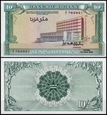 Гана 10 шиллингов 1963 (UNC Pick 1d)