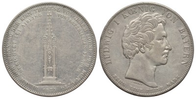 Бавария 1 талер 1835 монумент матери короля Отто I 