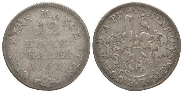 РЕУСС-ШЛЕЙЦ 1/12 ТАЛЕРА 1763