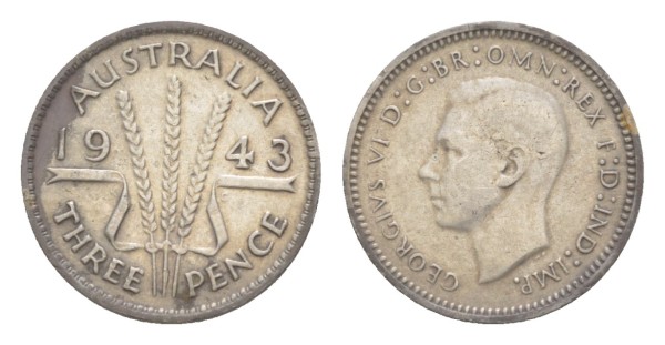 Австралия, 3 пенса 1943 год