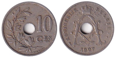 Бельгия, 10 сантимов 1927 год