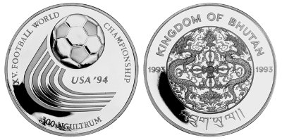 Бутан, 300 нгултрум 1993 год, ЧМ по футболу в США, ПРУФ
