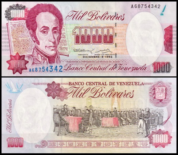 Венесуэла 1000 боливар 1991-1992 (UNC Pick 73)