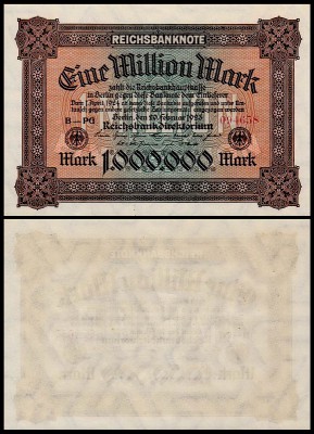 Германия 1.000.000 марок 1923 UNC P.86 Вариант 2