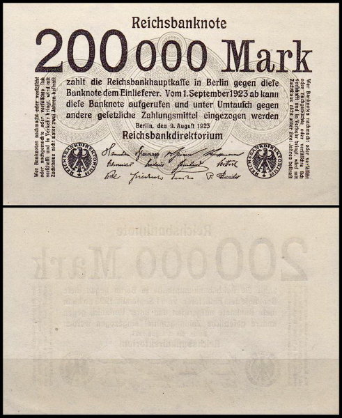 Германия 200000 марок 1923 UNC P.100