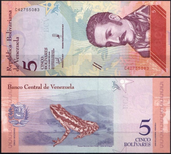 Венесуэла 5 боливар 2018 (UNC Pick 102)
