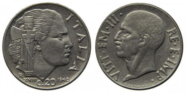 Италия, 20 чентезимо 1940 год