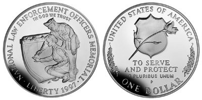 США, 1 доллар 1997 год, Мемориал чиновников Осуществления Государственного права, ПРУФ