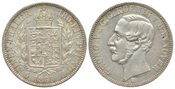 ГАННОВЕР 1/6 ТАЛЕРА 1863 B, ГЕОРГ V (1851-1866)
