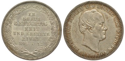 Саксония 1/6 талера 1854 Фридрих Август II (1797-1854)