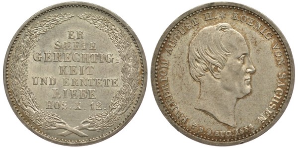 Саксония 1/6 талера 1854 Фридрих Август II (1797-1854)
