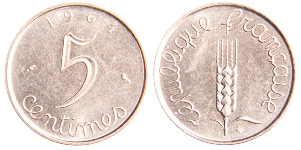 Франция, 5 сантимов 1964 год