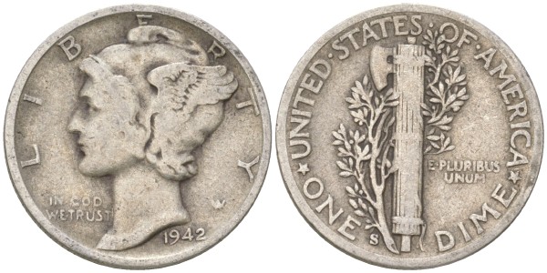 США, 10 центов 1942 год