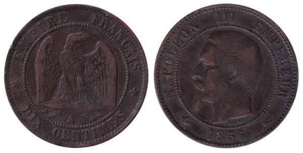 Франция, 2 сантима 1856 год