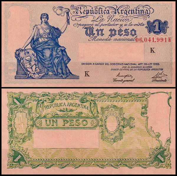 Аргентина 1 песо 1935 (UNC Pick 251)