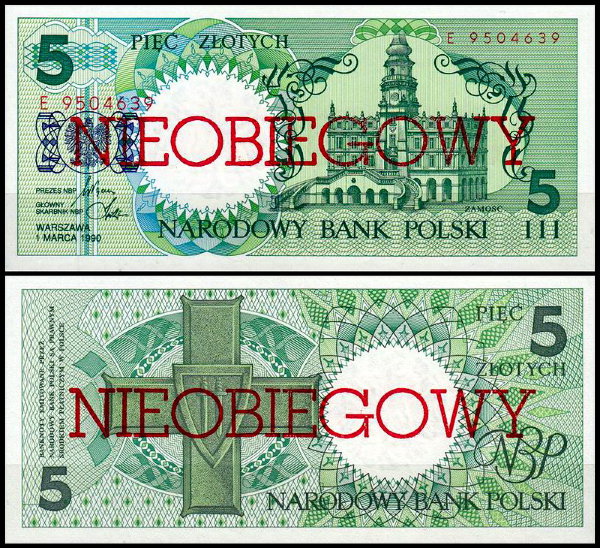 Польша 5 злотых 1990 (UNC Pick 166)
