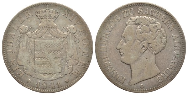 САКСЕН-АЛЬТЕНБУРГ 1 ТАЛЕР 1841 G, ЖОЗЕФ (1834-1848)
