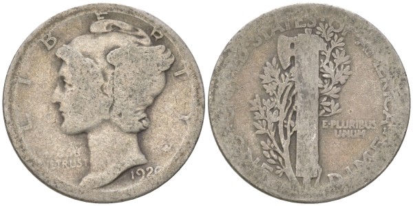 США, 10 центов 1929 год