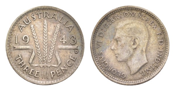 Австралия, 3 пенса 1943 год