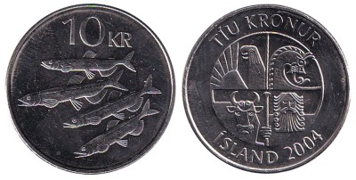 Исландия, 10 крон 2004 год