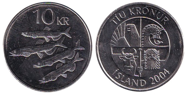 Исландия, 10 крон 2004 год