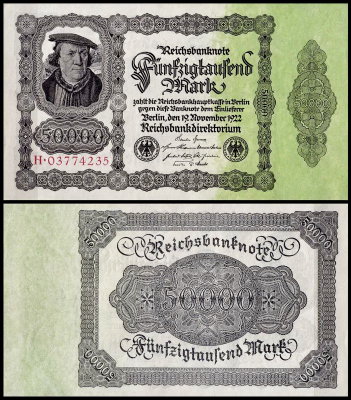 Германия 50000 марок 1922 UNC P.79 Вариант 2
