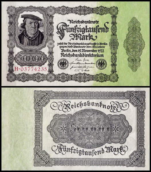 Германия 50000 марок 1922 UNC P.79 Вариант 2