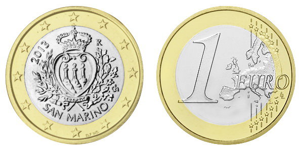 Сан Марино, 1 евро 2014 (UNC, биметалл)