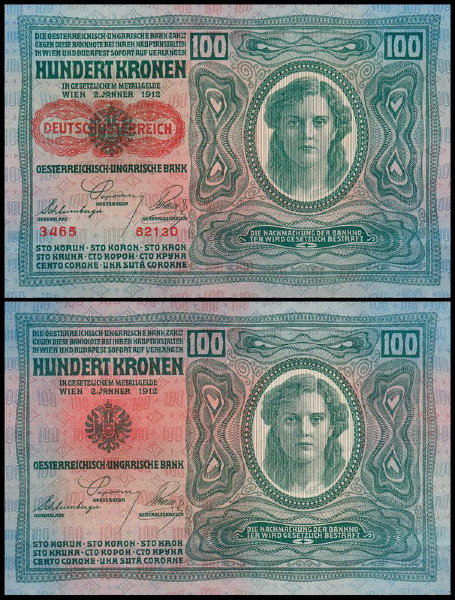 Австрия 100 крон 1912 (1919) UNC P.55