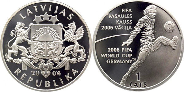 Латвия, 1 лат 2004 год, ЧМ по футболу в Германии, ПРУФ
